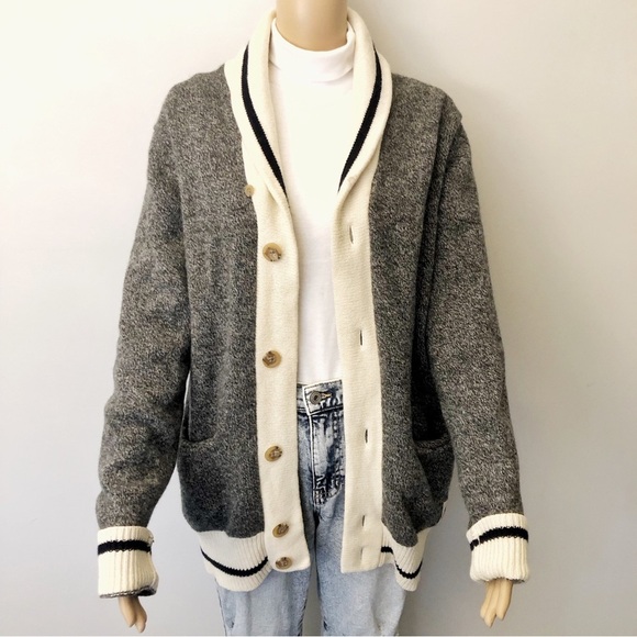 Vintage Peak Performance 100% Lambswool Oversized V Neck Knit Sweater Cardigan. - Picture 13 of 16